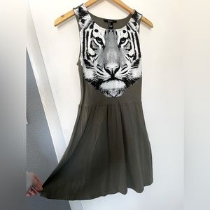 Forever 21 Tiger Print Olive Green Dress Size S